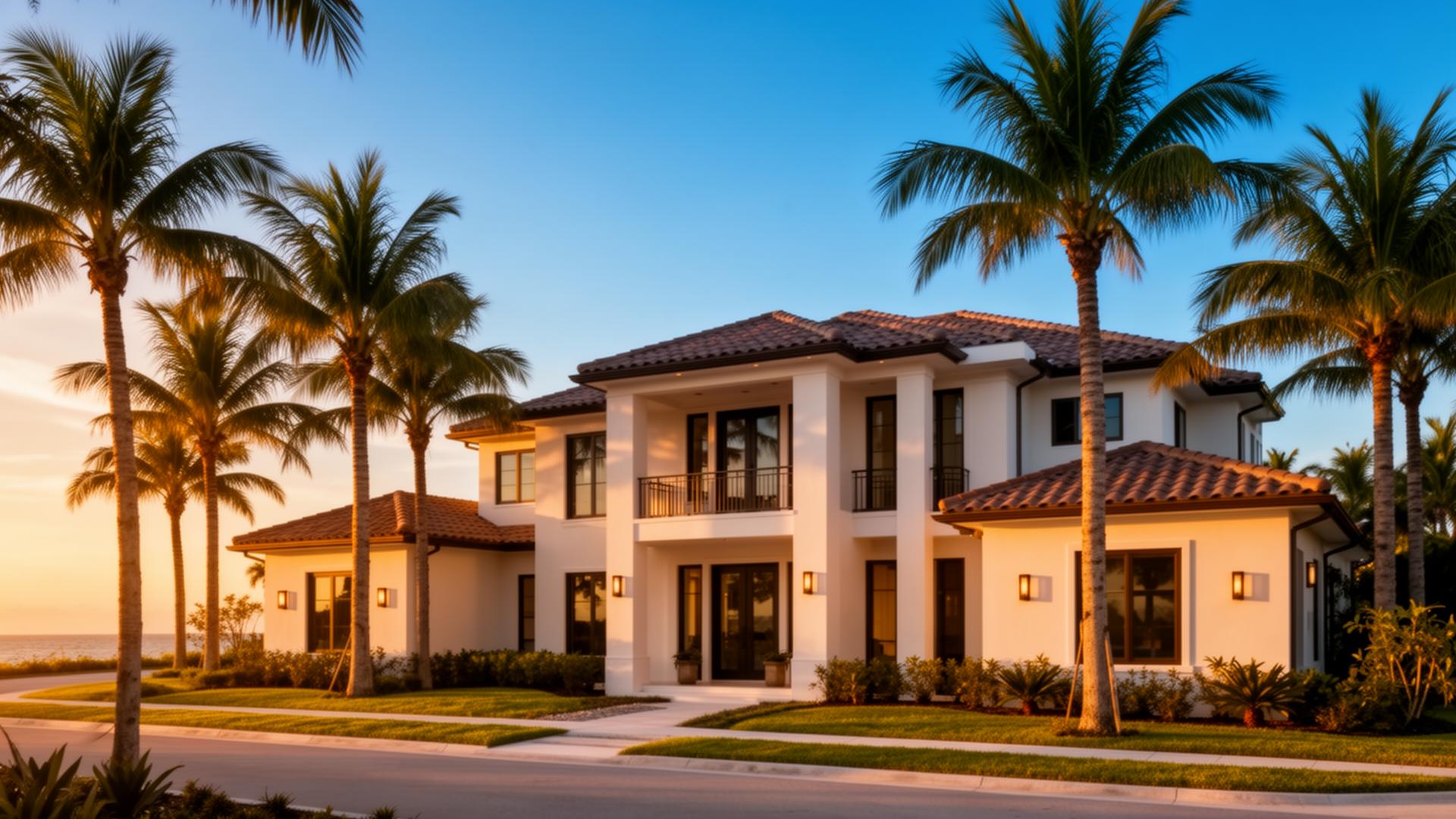 Casa de lujo en Florida al atardecer